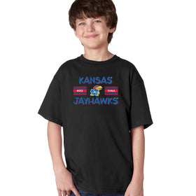Kansas Jayhawks Boys Tee Shirt - Horiz Stripe Rock Chalk