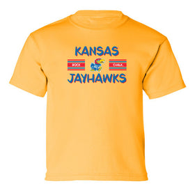 Kansas Jayhawks Boys Tee Shirt - Horiz Stripe Rock Chalk