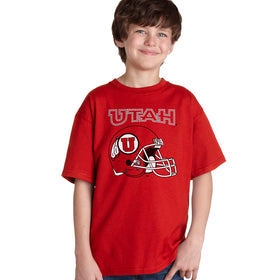 Utah Utes Boys Tee Shirt - Utah Utes Football Helmet
