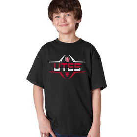 Utah Utes Boys Tee Shirt - Striped UTES Football Laces
