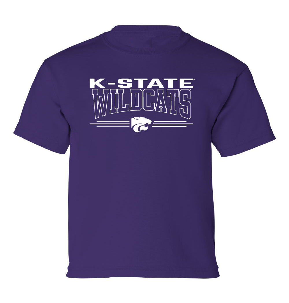 K-State Wildcats Boys Tee Shirt - Wildcats with 3-Stripe Powercat