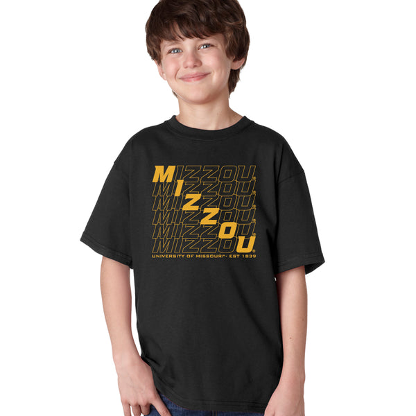 Missouri Tigers Boys Tee Shirt - Diagonal Echo Mizzou