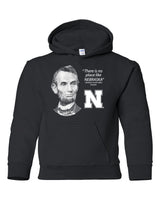 Abe Lincoln "No place like NEBRASKA" Huskers Youth Hooded Sweatshirt