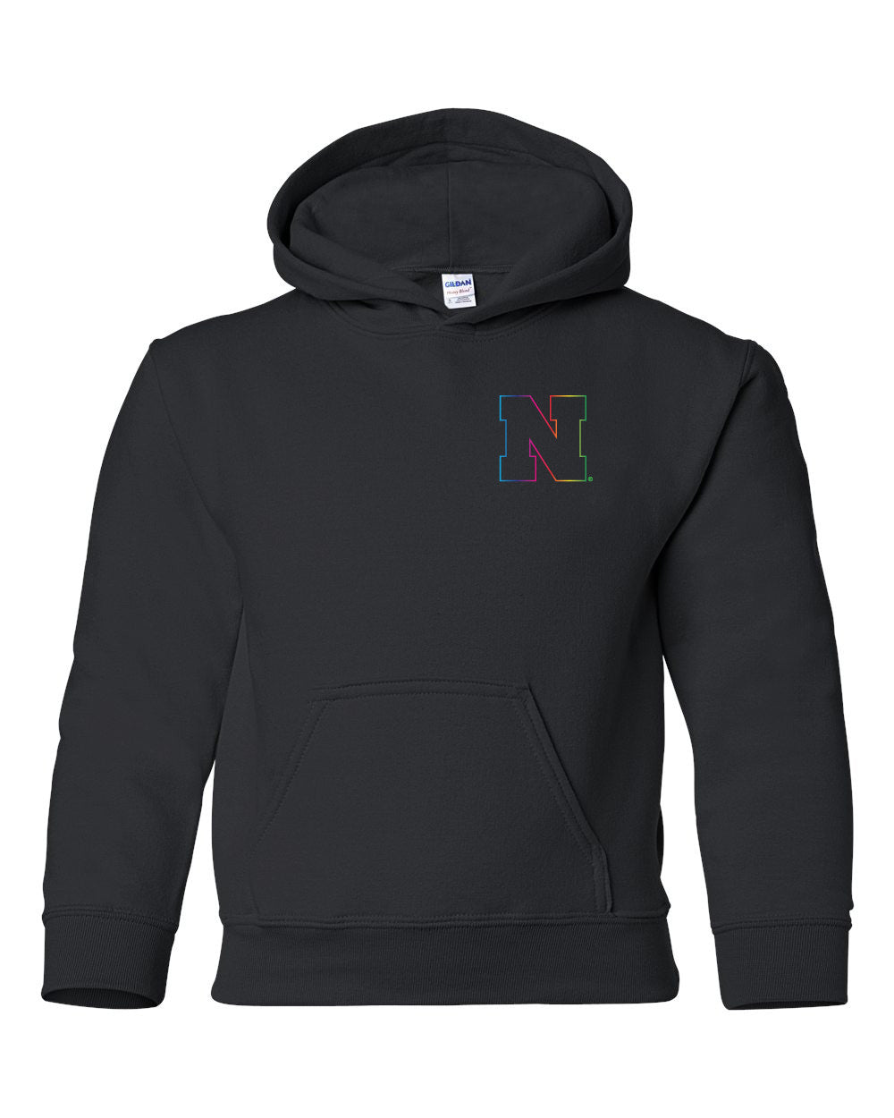 Nebraska Rainbow Outline N Youth Hooded Sweatshirt