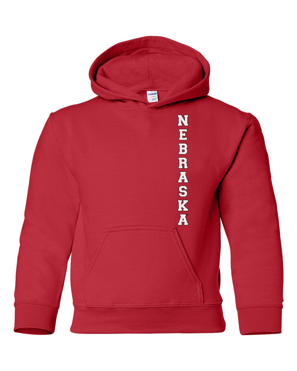 Vertical "NEBRASKA" Youth Hooded Sweatshirt