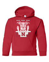 Nebraska Husker Volleyball Spike Dog ROOF ROOF ROOF Youth Hooded Sweatshirt