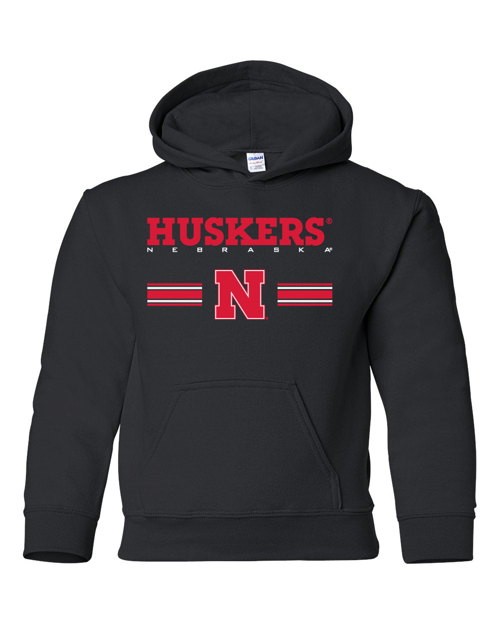 Nebraska Husker Youth Hooded Sweatshirt - HUSKERS Stripe N