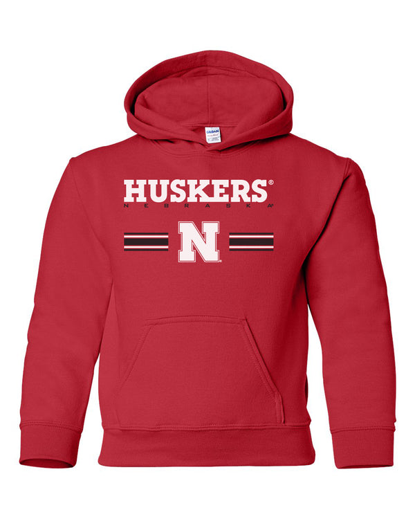 Nebraska Husker Youth Hooded Sweatshirt - HUSKERS Stripe N