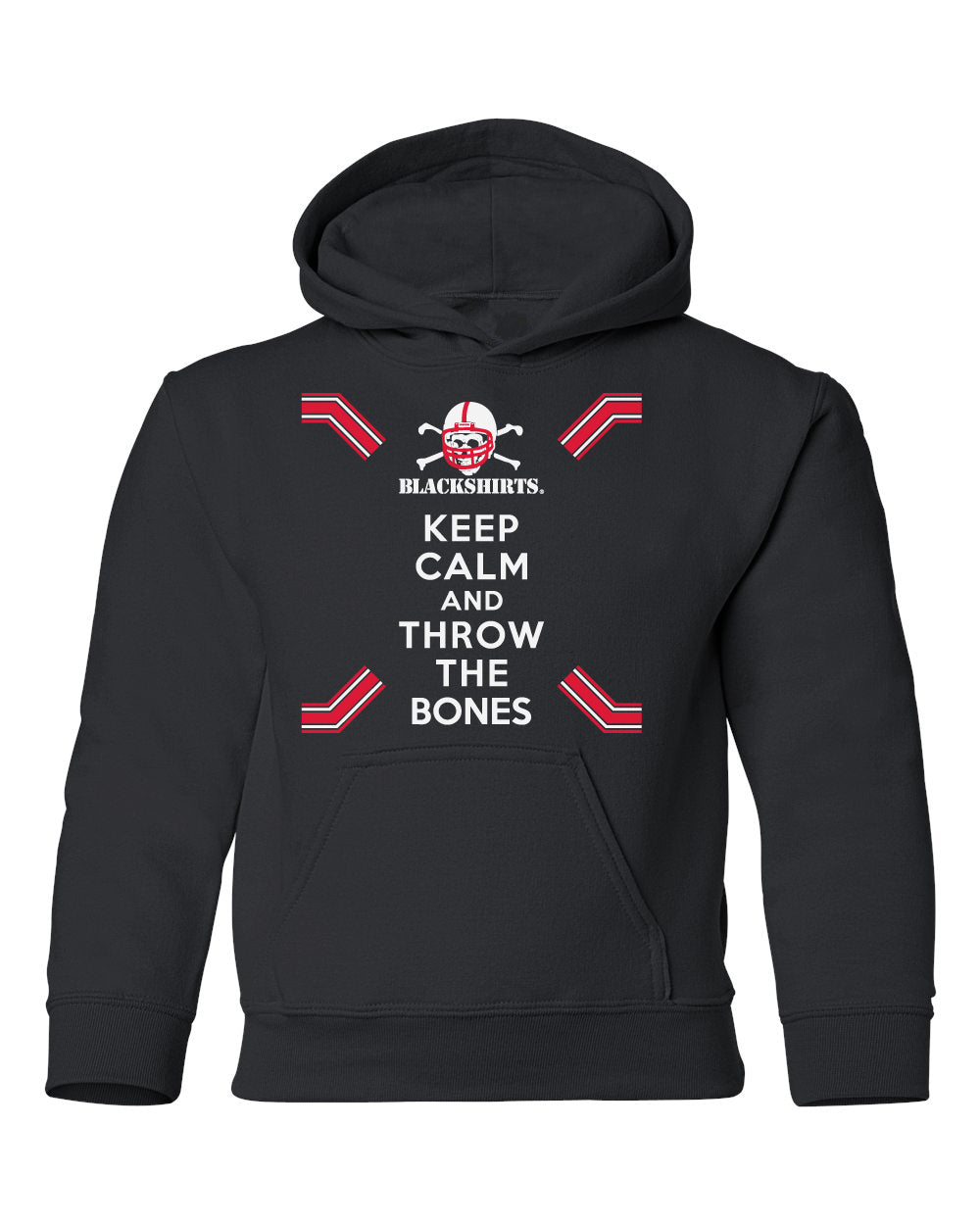 Nebraska Husker Youth Hooded Sweatshirt - Keep Calm and THROW THE BONES