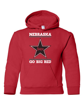 Nebraska Husker Youth Hooded Sweatshirt - Star Huskers GO BIG RED