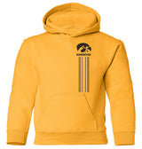 Iowa Hawkeyes Youth Hooded Sweatshirt - IOWA Hawkeyes Vertical Stripe with Tigerhawk