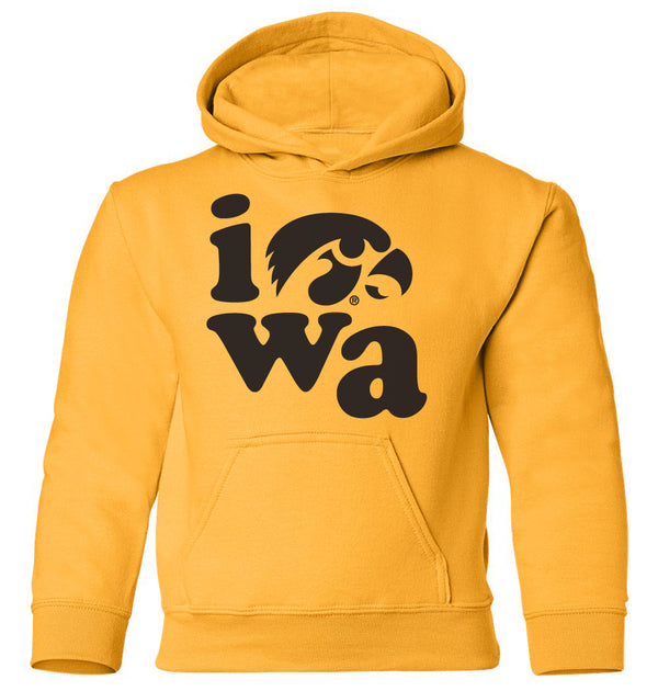 Iowa Hawkeyes Youth Hooded Sweatshirt - Iowa Stacked