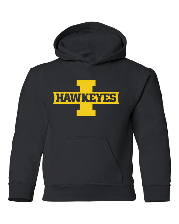 Iowa Hawkeyes Youth Hooded Sweatshirt - Block I with HAWKEYES