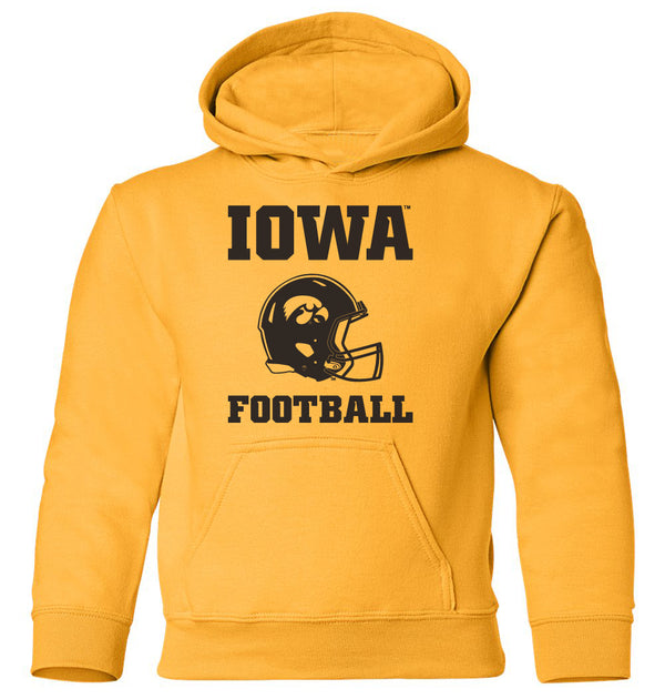 Iowa Hawkeyes Youth Hooded Sweatshirt - Iowa Football Helmet on Gold