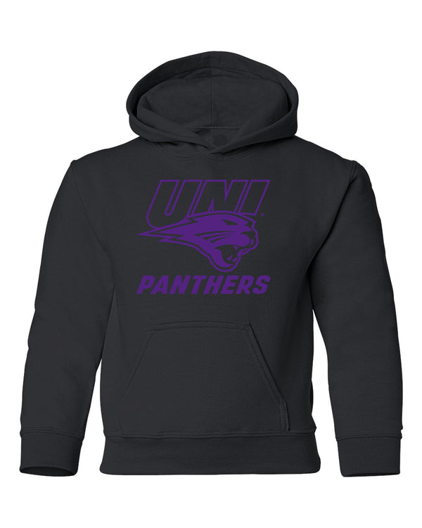 Northern Iowa Panthers Youth Hooded Sweatshirt - Purple UNI Panthers Logo on Black