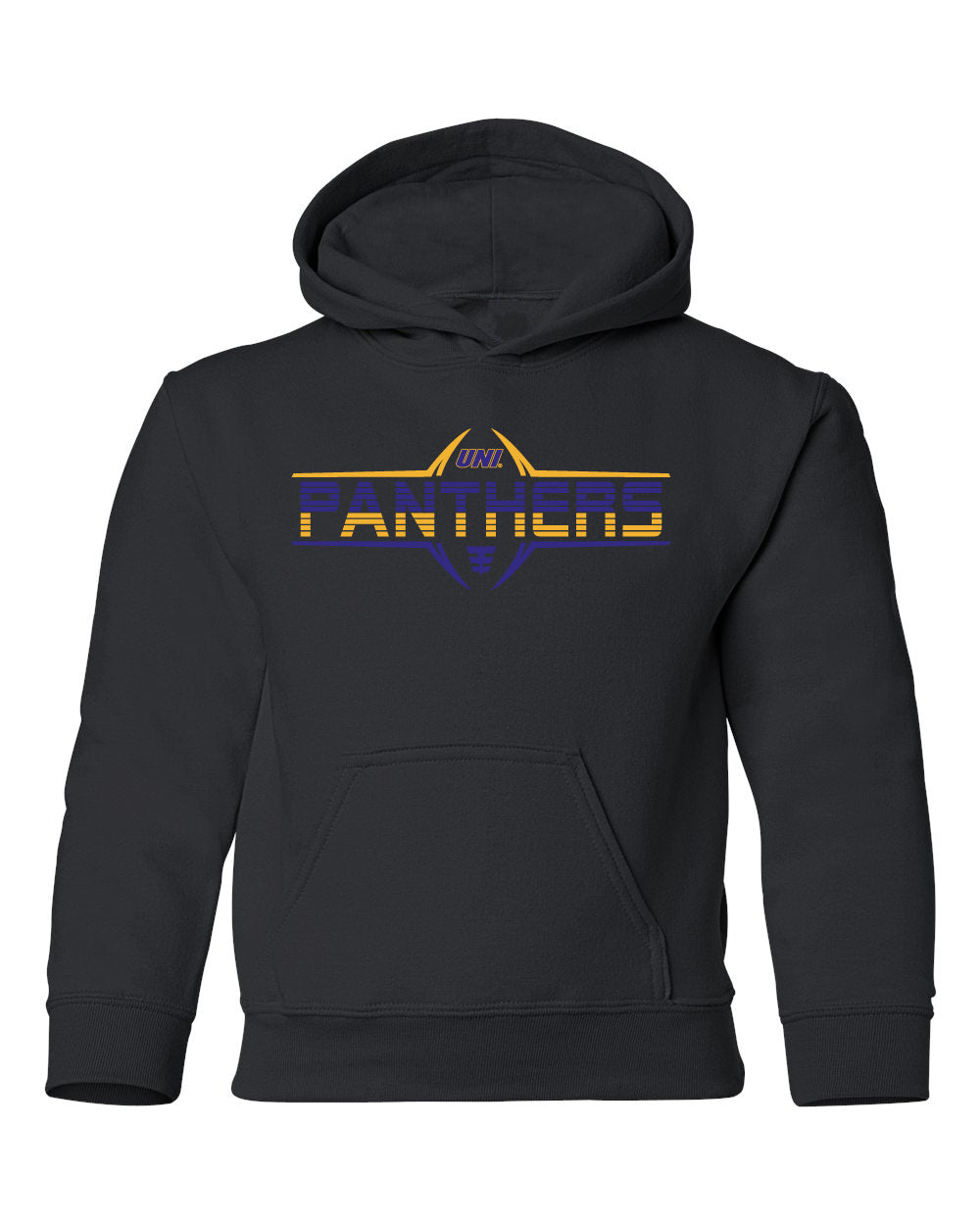 Northern Iowa Panthers Youth Hooded Sweatshirt - Striped UNI Panthers Football Laces