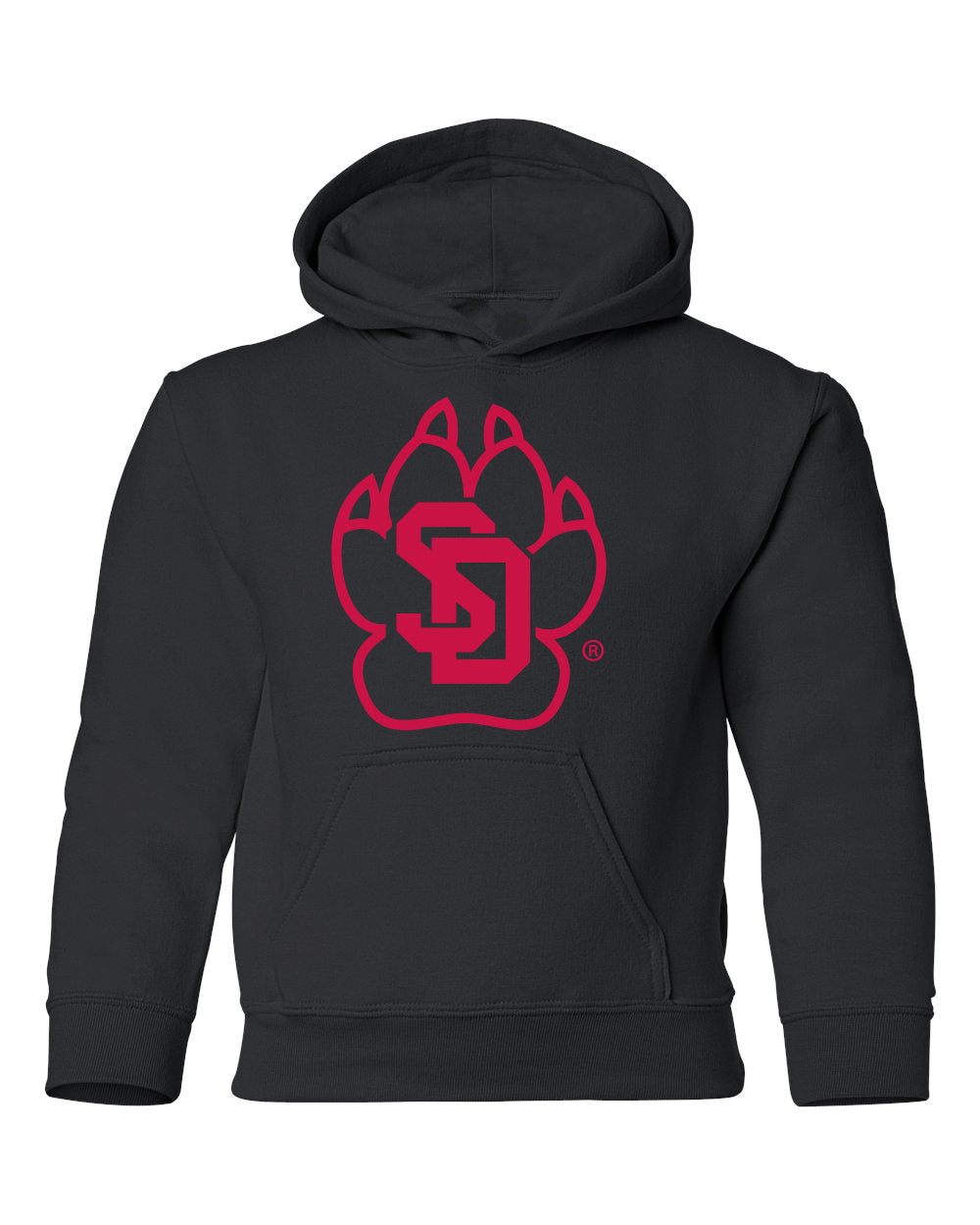 South Dakota Coyotes Youth Hooded Sweatshirt - SD Coyote Paw