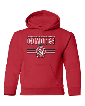 South Dakota Coyotes Youth Hooded Sweatshirt - USD Coyotes Stripe Paw Print