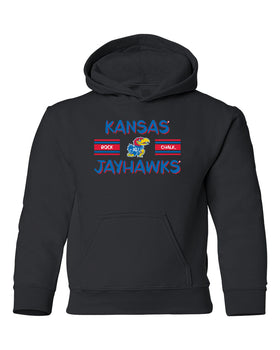 Kansas Jayhawks Youth Hooded Sweatshirt - Horiz Stripe Rock Chalk