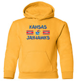 Kansas Jayhawks Youth Hooded Sweatshirt - Horiz Stripe Rock Chalk