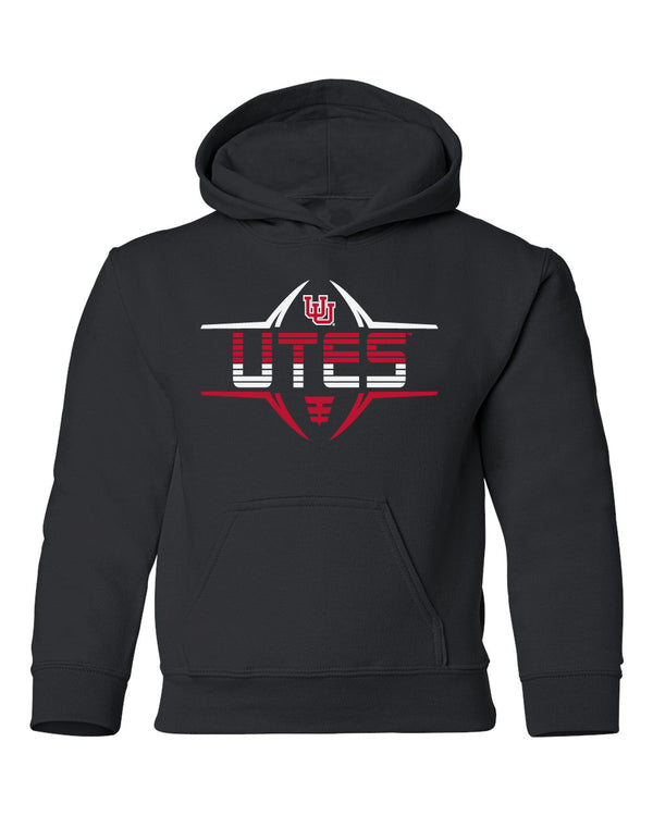Utah Utes Youth Hooded Sweatshirt - Striped UTES Football Laces