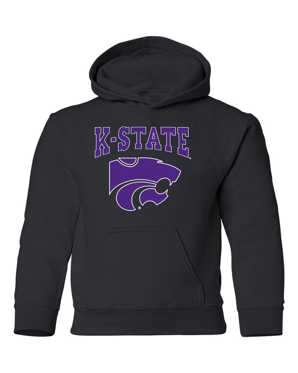 K-State Wildcats Youth Hooded Sweatshirt - K-State Powercat with Outline