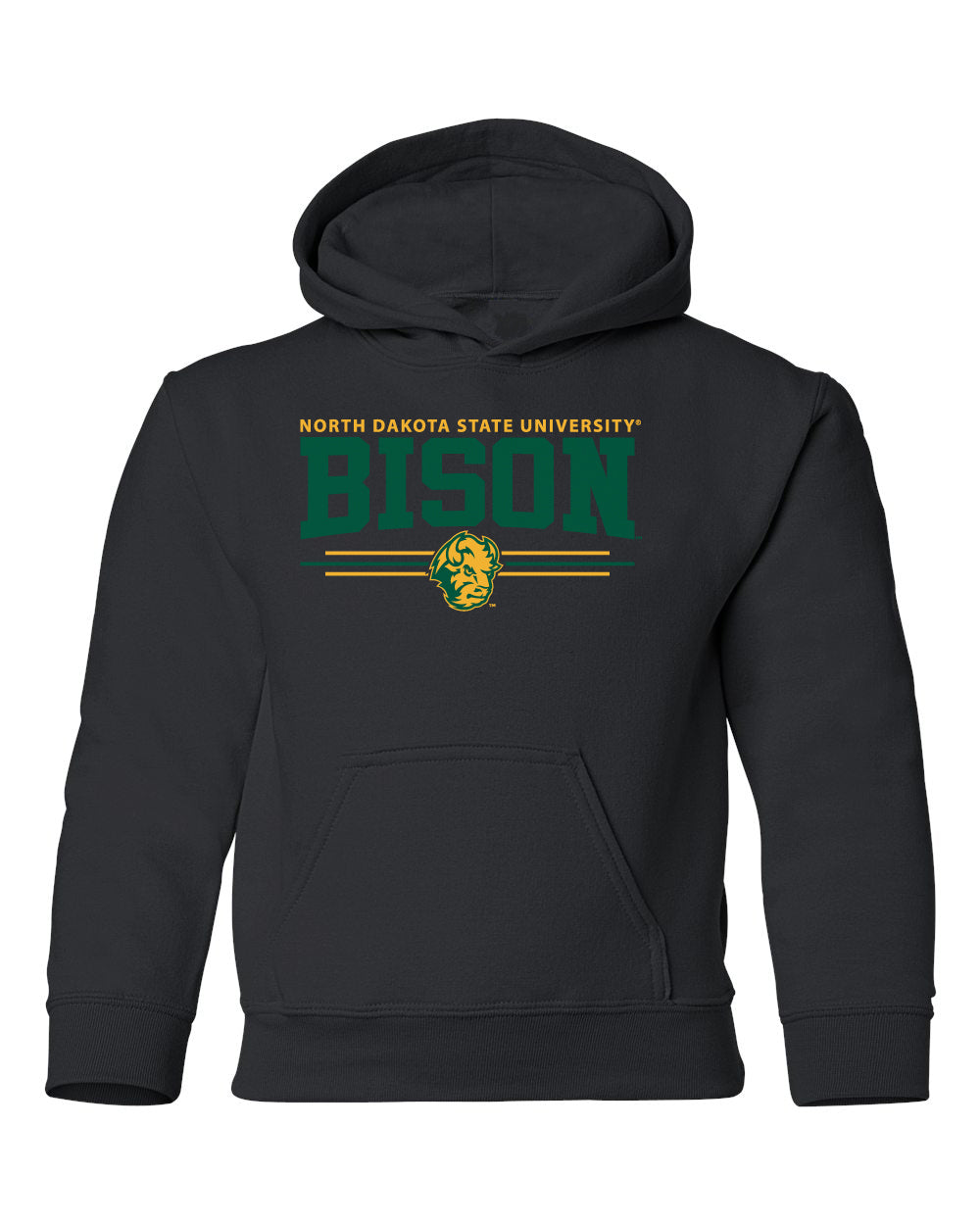 NDSU Bison Youth Hooded Sweatshirt - Bison 3-Stripe