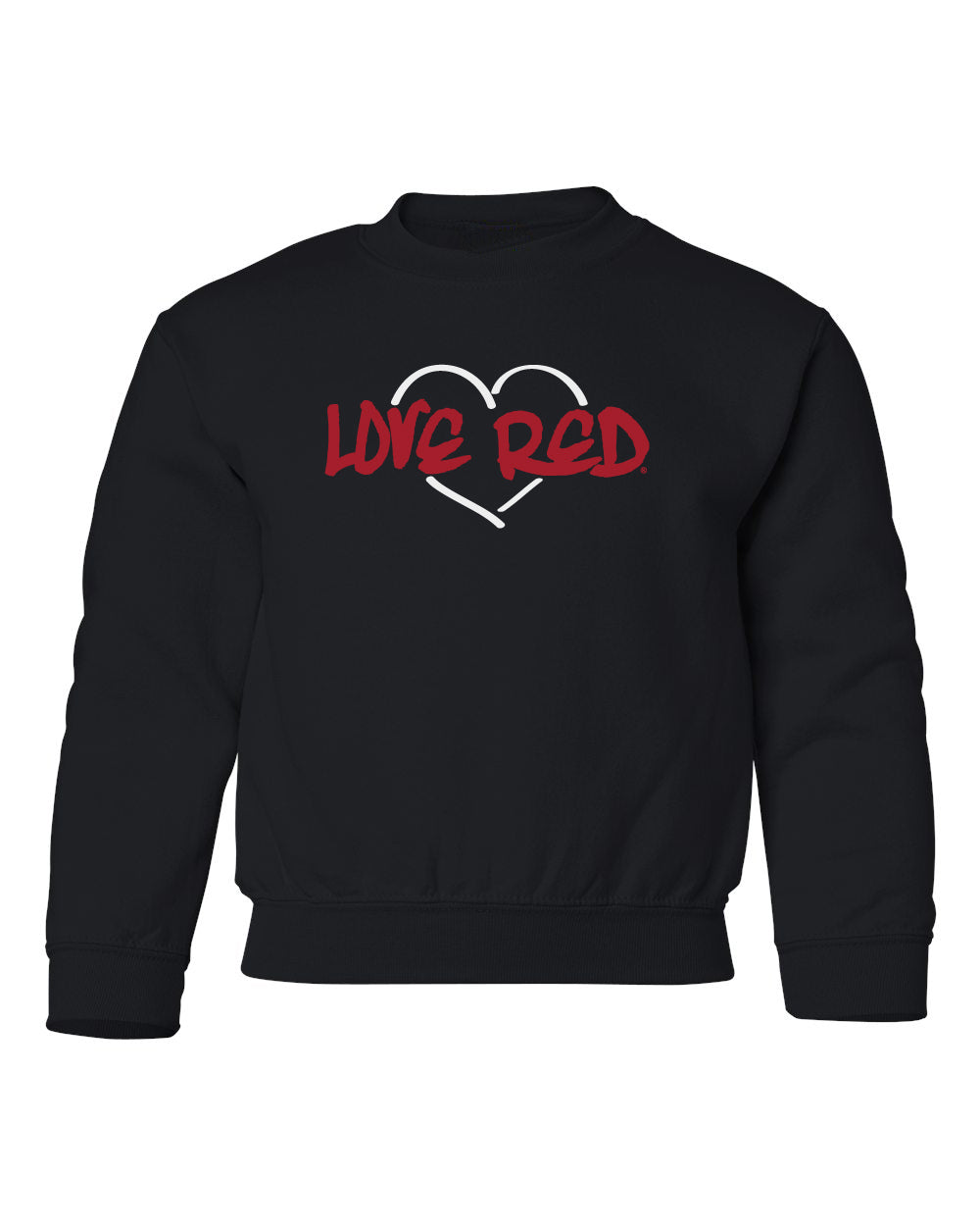 Nebraska Youth Crewneck Sweatshirt - "Love Red" White Heart