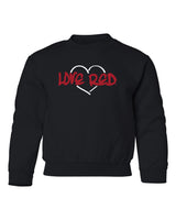 Nebraska Youth Crewneck Sweatshirt - "Love Red" White Heart