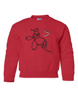 Nebraska Youth Crewneck Sweatshirt - "Love Red" Hearts