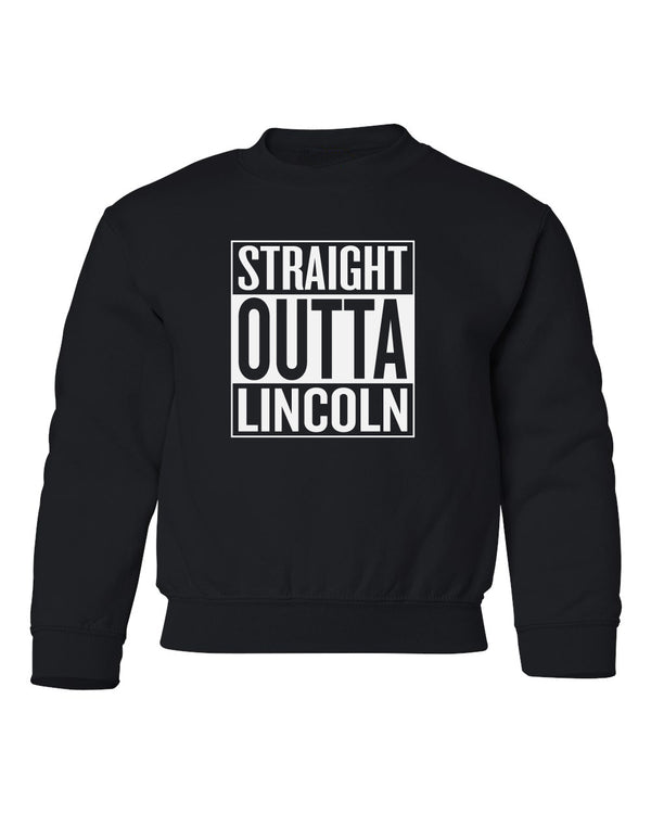 Nebraska Youth Crewneck Sweatshirt - STRAIGHT OUTTA LINCOLN