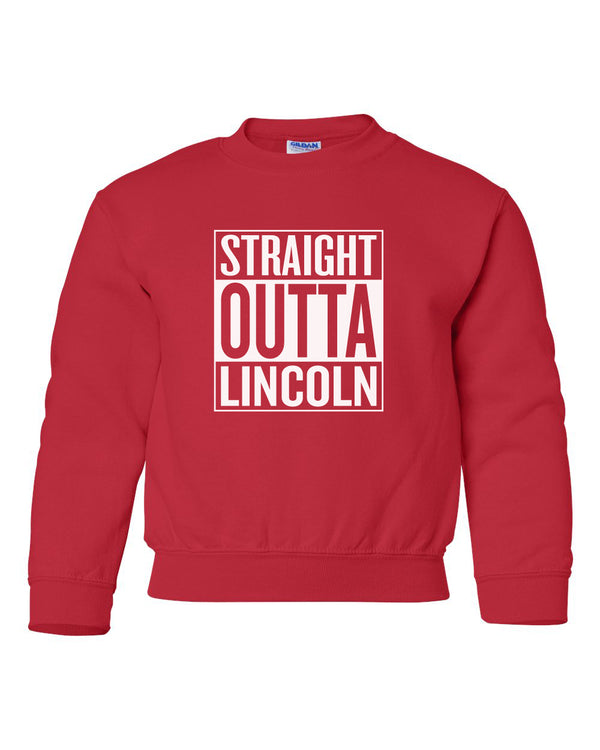 Nebraska Youth Crewneck Sweatshirt - STRAIGHT OUTTA LINCOLN