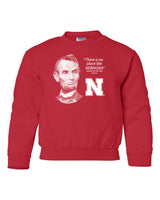 Abe Lincoln "No place like NEBRASKA" Huskers Youth Crewneck Sweatshirt