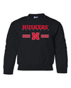 Nebraska Husker Youth Crewneck Sweatshirt - HUSKERS Stripe N