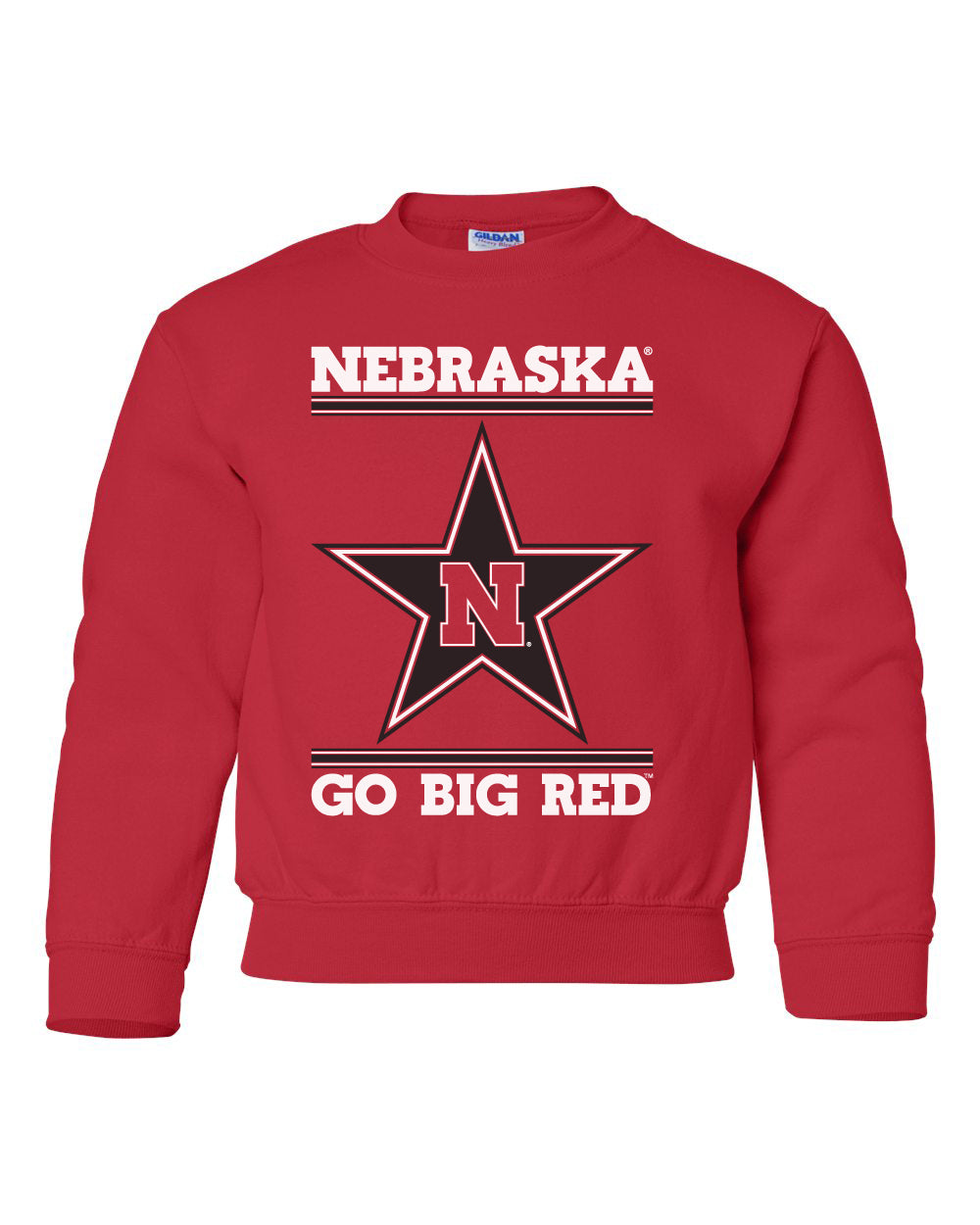 Nebraska Husker Youth Crewneck Sweatshirt - Star N GO BIG RED