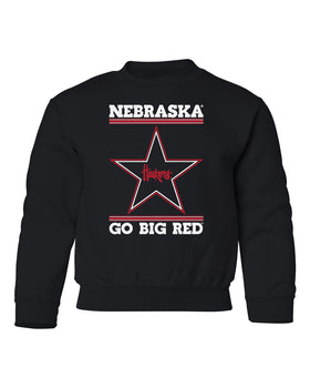 Nebraska Husker Sweatshirt Youth Crewneck - Star Huskers GO BIG RED