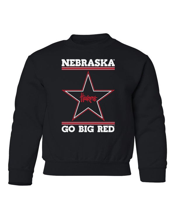 Nebraska Husker Sweatshirt Youth Crewneck - Star Huskers GO BIG RED