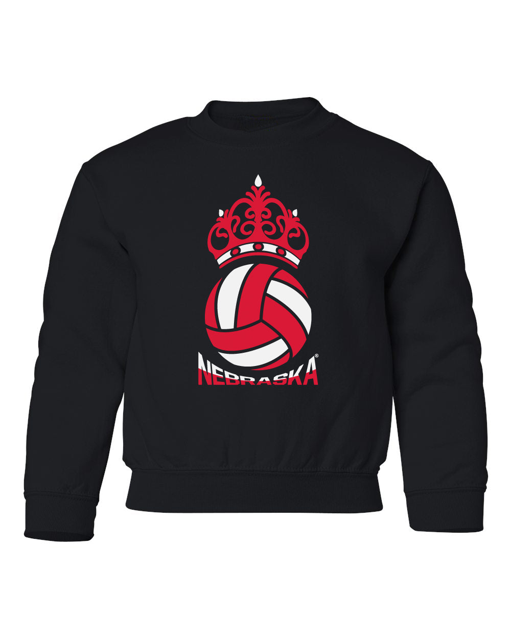 Nebraska Huskers Youth Crewneck Sweatshirt - Nebraska Huskers Volleyball Crown