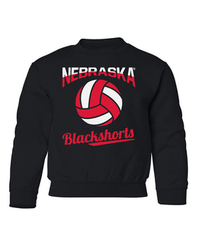 Nebraska Huskers Youth Crewneck Sweatshirt - Nebraska Volleyball Blackshorts