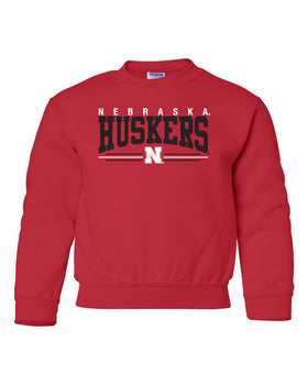 Nebraska Huskers Youth Crewneck Sweatshirt - Nebraska Huskers Stripe N