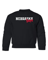 Nebraska Huskers Youth Crewneck Sweatshirt - Nebraska Huskers Script Overlapping