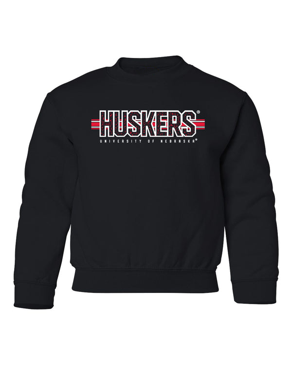 Nebraska Huskers Youth Crewneck Sweatshirt - Huskers Horizontal Stripe