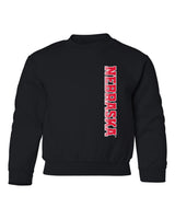 Nebraska Huskers Youth Crewneck Sweatshirt - Vertical Nebraska Red & White Fade