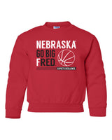 Nebraska Huskers Youth Crewneck Sweatshirt - Nebraska Basketball - GO BIG FRED
