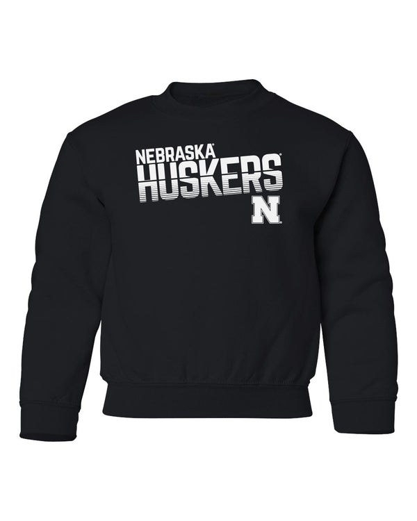 Nebraska Huskers Youth Crewneck Sweatshirt - Huskers Stripe Fade