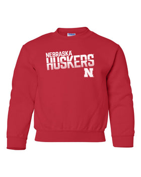 Nebraska Huskers Youth Crewneck Sweatshirt - Huskers Stripe Fade
