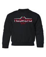 Nebraska Huskers Youth Crewneck Sweatshirt - Striped HUSKERS Football Laces