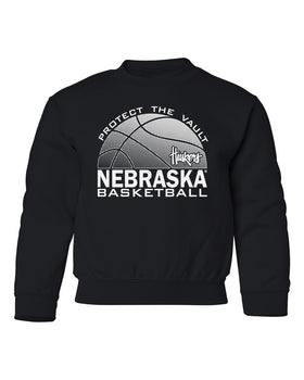 Nebraska Huskers Youth Crewneck Sweatshirt - Nebraska Basketball Logo
