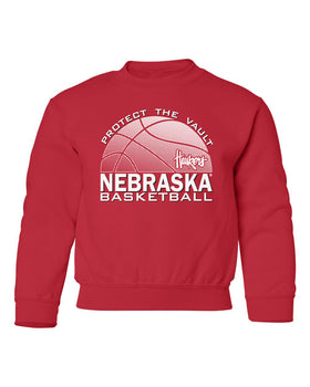 Nebraska Huskers Youth Crewneck Sweatshirt - Nebraska Basketball Logo