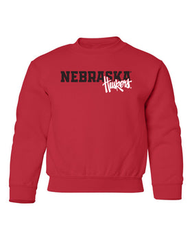 Nebraska Huskers Youth Crewneck Sweatshirt - Script Huskers Overlap